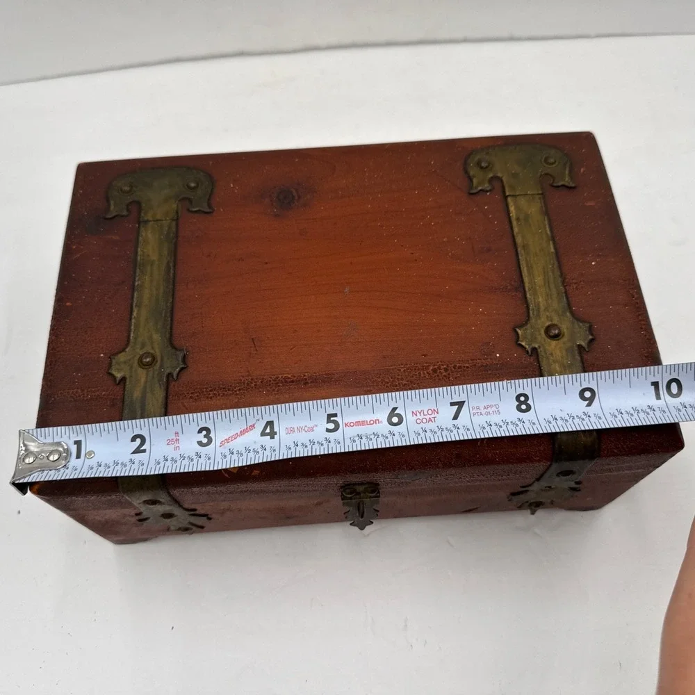 Vtg 1940s50s Pilliod Wooden Rectangular Chest/jewelry Box Brass Hardware MCM